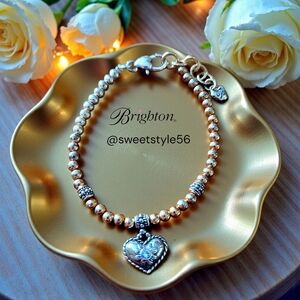 BRIGHTON Vintage Beaded Crystal Heart Bracelet SWEET AND SPARKLY!